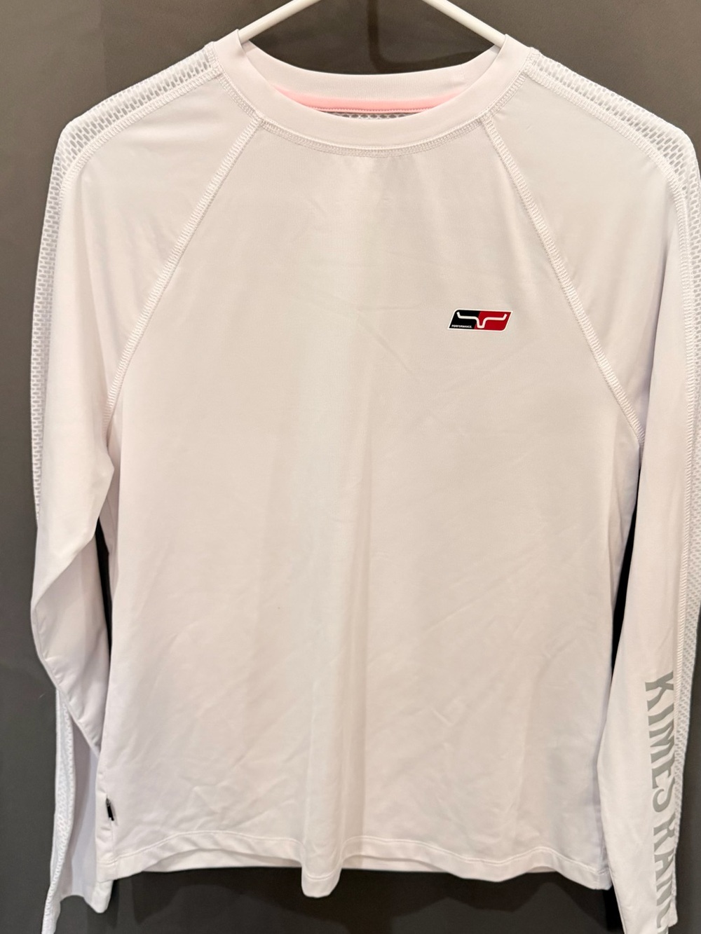 Kimes Ranch White Long Sleeve Performance Tee with Small Logo